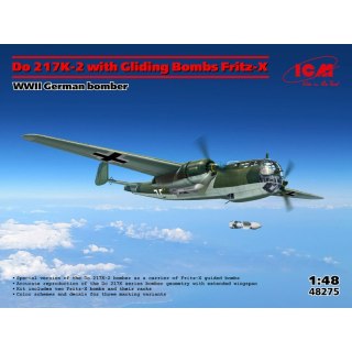 ICM 48275 Do 217K-2 with Gliding Bombs Fritz-X WWII German Bomber