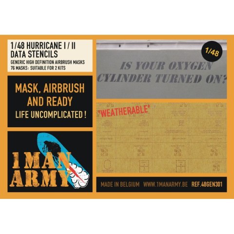 1 Man Army 48GEN301 Hurricane I/II Data Stencils