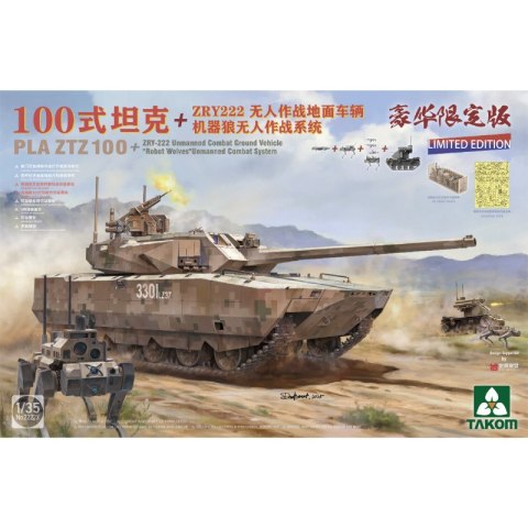 Takom 2222X PLA ZTZ 100 + ZRY-222 Unmanned Combat Ground Vehicle + "Robot Wolves" Unmanned Combat System