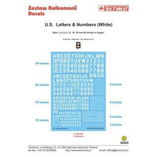 Techmod 48820 U.S. Letters & Numbers White