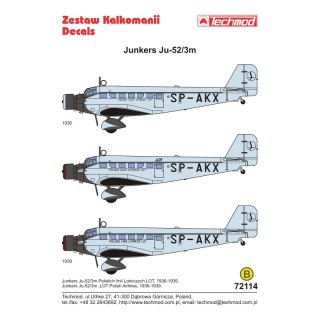 Techmod 72114 Junkers Ju-52 PLL "LOT"