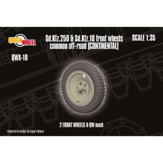 Quickwheel QWX-18 Sd.Kfz. 250 & 10 Front Wheels Common Off-Road (Continental) 2 Front Wheels & QW Mask