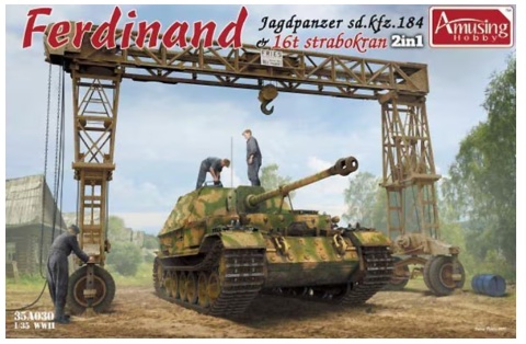 Amusing 35A030 Sd.Kfz.184 Ferdinand & 16t Strabokran w/ Full Interior/Clear Roof Parts