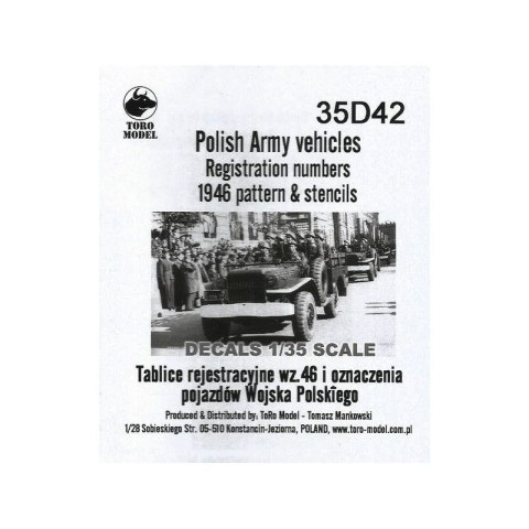 Toro 35D42 1/35 Tab. rej. wz.46 i oznaczenia WP