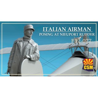 Copper State Models F32-077 Italian Airman Posing at Nieuport Rudder