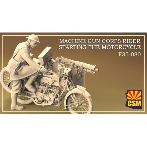Copper State Models F35-080 Machine Gun Corps Rider Starting the Motorcycle