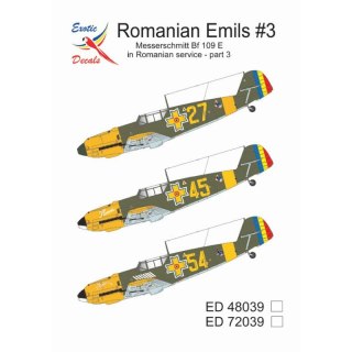 Exotic Decals 72039 Romanian Emils #3 - Messerschmitt Bf 109 E in Romanian Service - Part 3