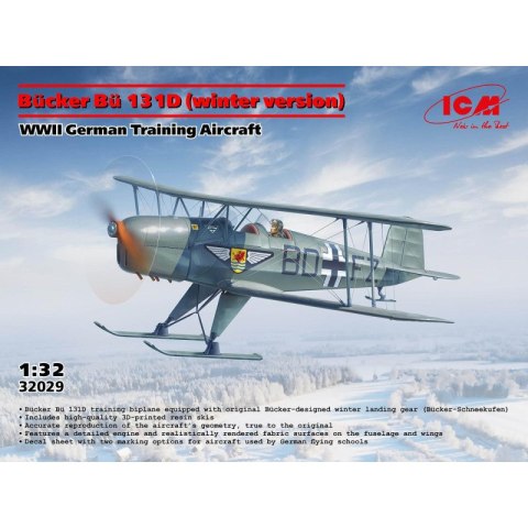 ICM 32029 Bucker Bu 131D (Winter Version) WWII German Training Aircraft