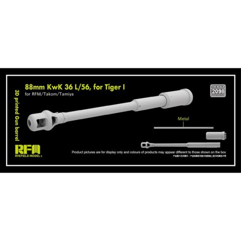 RFM 2098 88 mm KwK 36 L/56 for Tiger I 3D Printed Gun Barrel
