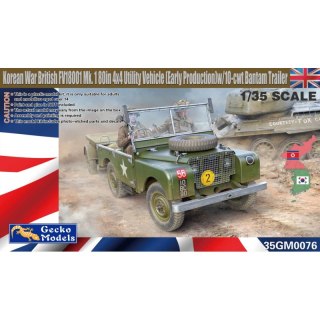 Gecko Models 35GM0076 Korean War British FV18001 Mk.1 80in 4x4 Utility Vehicle (Early Prod.) w/ 10-cwt Bantam Trailer