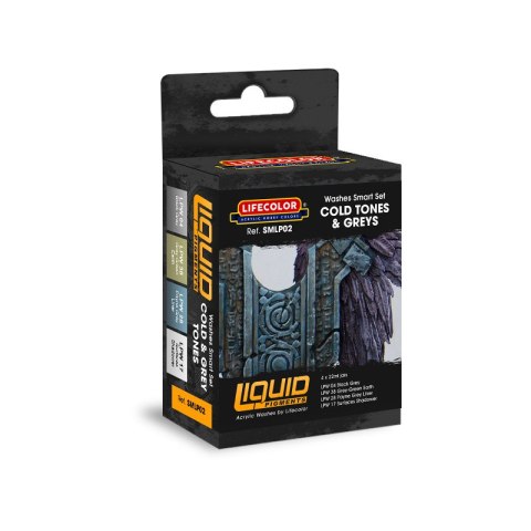 Lifecolor Sets LIFSMLP02 Liquid Pigments Cold Tones & Greys Washes Smart Set