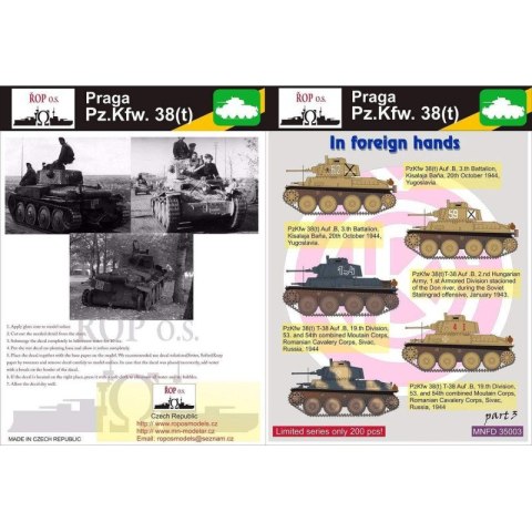 ROP o.s. MNFDT35003 1:35 Praga Pz.Kpfw. 38(t) - In foreign hands
