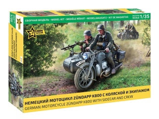 Zvezda 3717 German Motorcycle Zundapp K800 with Sidecar and Crew 1/35