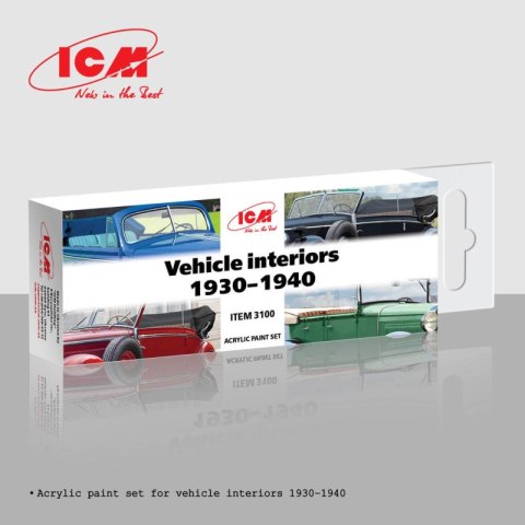 ICM 3100 Acrylic Paints Set Vehicle Interiors 1930-1940