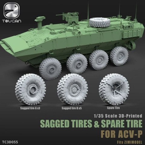 Zimi Model Toucan 3D055 Sagged Tires & Spare Tire for ACV-P