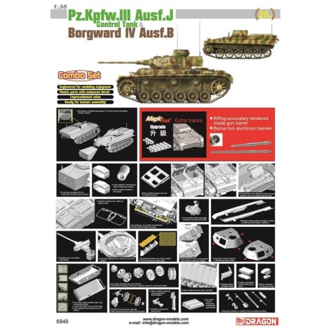 Dragon 6949 1/35 Pz.Kpfw. III Ausf.J Control Tank & Borgward IV Ausf.B