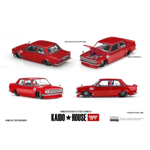 MINI GT KAIDO HOUSE 229 DATSUN 510 STREET NISMO V3 KAIDO HOUSE 1969 Red