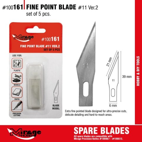 Mirage 100161 Fine Point Point Blade (5 pcs)