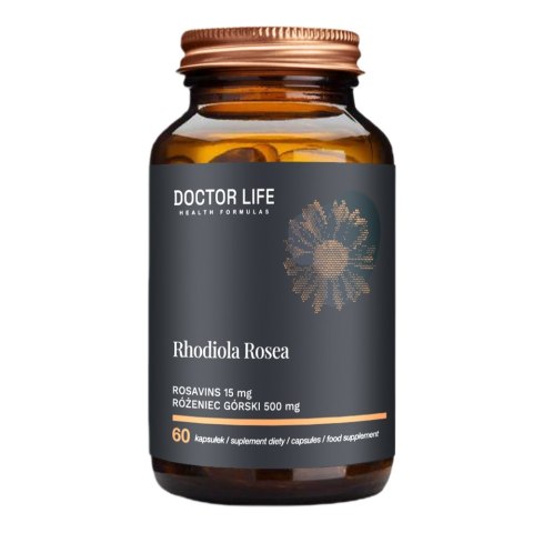 Rhodiola Rosea ekstrakt z korzenia różeńca górskiego 500mg i rozawiny 15mg suplement diety 60 kapsułek