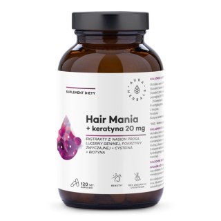 Hair Mania + keratyna 20mg suplement diety 120 kapsułek