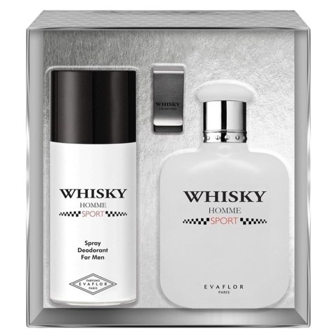 Whisky Homme Sport zestaw woda toaletowa spray 100ml + dezodorant spray 150ml + klips na banknoty