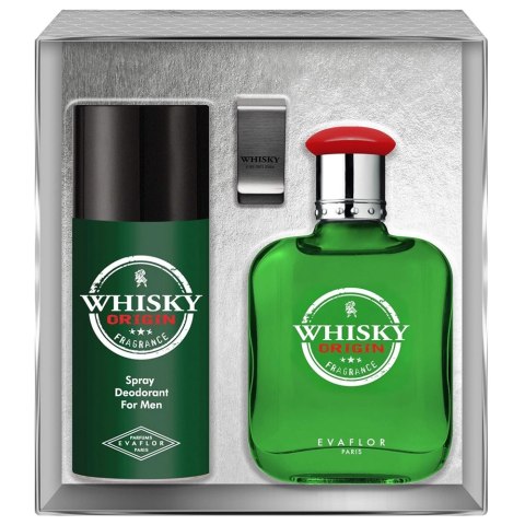 Whisky Origin zestaw woda toaletowa spray 100ml + dezodorant spray 150ml + klips na banknoty