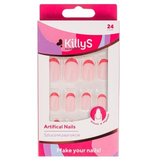 Artifical Nails sztuczne paznokcie Almond Pink French 24szt