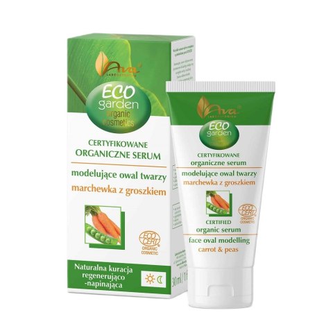 Eco Garden certyfikowane organiczne serum modelujące owal twarzy marchewka z groszkiem 45+ 30ml