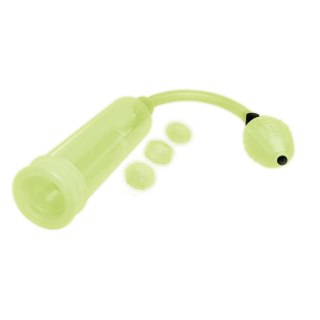 Glow In The Dark Penis Pump & Stamina Ring pompka do penisa i zestaw pierścieni White