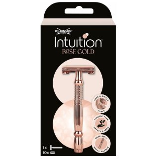 Intuition Rose Gold klasyczna maszynka do golenia dla kobiet z wymiennymi żyletkami rączka + 10 żyletek