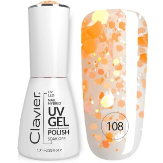 Luxury lakier hybrydowy z drobinkami holograficznymi 108 Orangeade 10ml