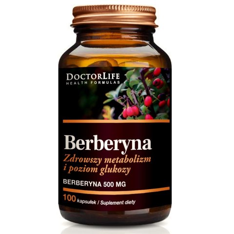 Berberyna 500mg zdrowszy metabolizm i poziom glukozy suplement diety 100 kapsułek