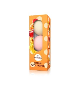 DELIA COSMETICS DAIRY FUN Musujące kule do kąpieli - Mleko Miód, Karmelowe Jabłko Brzoskwinia 3 x 100 g