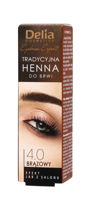 DELIA COSMETICS Tradycyjna Henna do brwi 4.0 Brązowy 2g