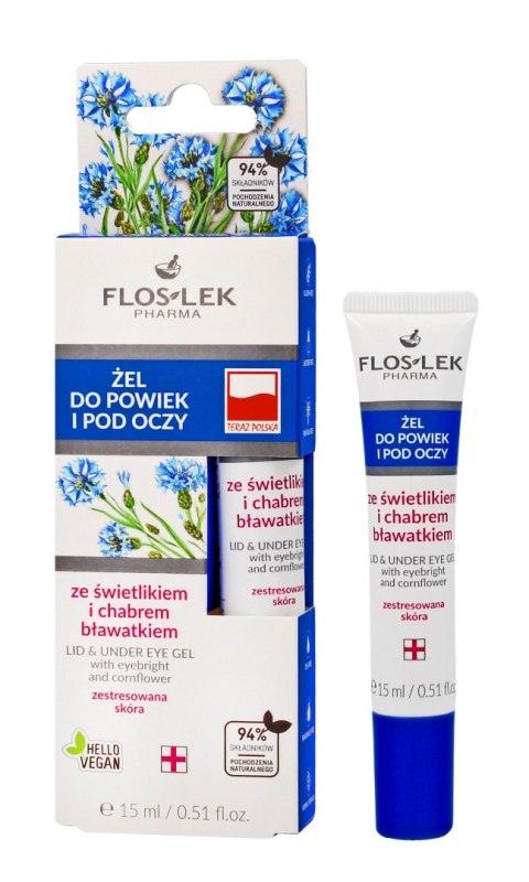 FLOSLEK Oczy Żel do powiek i pod oczy ze świetlikiem i chabrem bławatkiem 15 ml