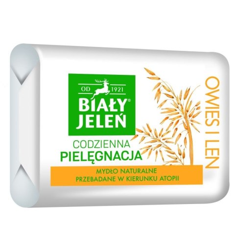 Biały Jeleń Codzienna Pielęgnacja Mydło hipoalergiczne Owies i Len 100g Biały Jeleń Codzienna Pielęgnacja Mydło hipoalergiczne Owies i Len 100g