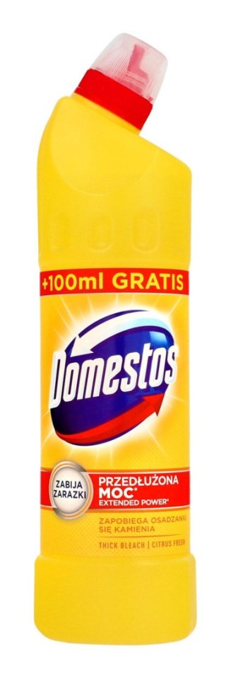 DOMESTOS Przedłużona Moc Płyn do WC oczyszczająco-dezynfekujący Citrus Fresh 650+100 ml