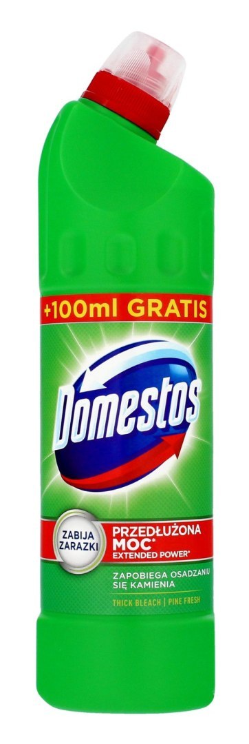 DOMESTOS Przedłużona Moc Płyn do WC oczyszczająco-dezynfekujący Pine Fresh 650+100 ml