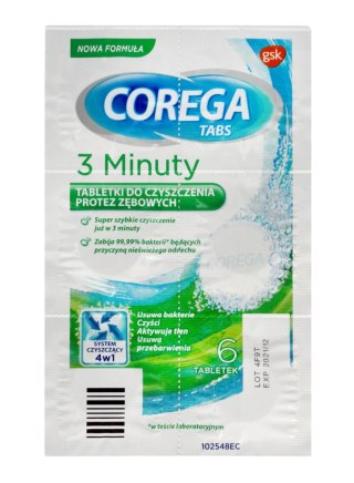 GSK Corega Tabs Tabletki do czyszczenia protez 3-minuty blister 6 tabletek