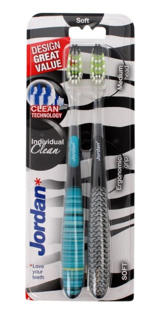 Jordan Szczoteczka do zębów DUO Individual Clean Soft - mix kolorów 1 op-2szt