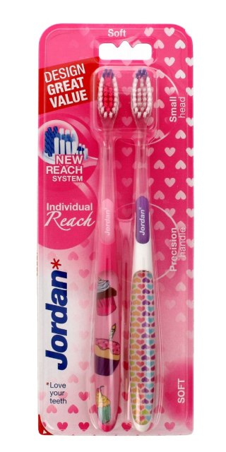 Jordan Szczoteczka do zębów DUO Individual Reach Soft - mix kolorów 1 op-2szt