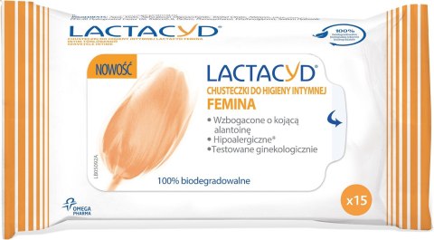 LACTACYD Femina Chusteczki do higieny intymnej 1 op. - 15 szt.