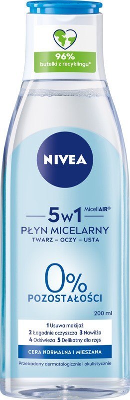 NIVEA MicellAIR Płyn micelarny do demakijażu 5w1 - cera normalna i mieszana 200 ml