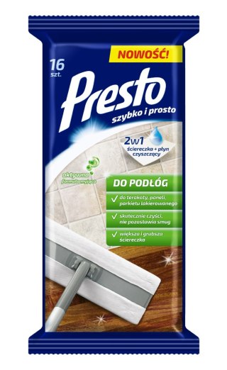 Presto Ściereczki czyszczące+płyn 2w1 do podłóg 1op.-16szt