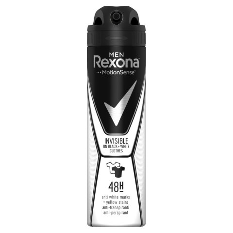 REXONA Men Antyperspirant w sprayu Invisible Black + White 150 ml REXONA Men Antyperspirant w sprayu Invisible Black + White 150 ml