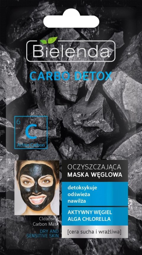 Bielenda Carbo Detox Czarny Węgiel Maska oczyszczająca do cery suchej i wrażliwej 8g