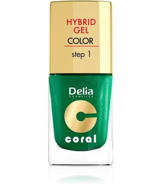 Delia Cosmetics Coral Hybrid Gel Emalia do paznokci nr 10 metaliczna zieleń 11ml