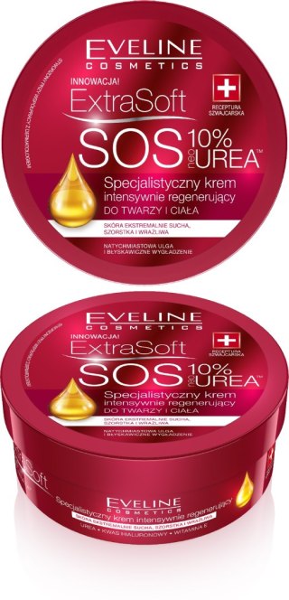 EVELINE Extra Soft Specjalistyczny krem intensywnie regenerujący do twarzy i ciała - SOS 10% Urea 175 ml