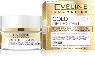 EVELINE Gold Lift Expert 70+ Luksusowy multi-naprawczy krem-serum z 24k złotem dzień/noc 50 ml