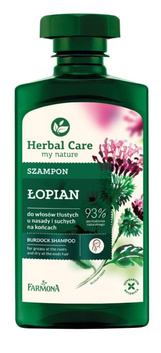 HERBAL CARE Szampon do wlosów tłustych u nasady i suchych na końcach Łopian 330 ml